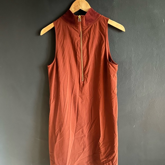 Athleta Initiative Sleeveless Mockneck Burnt Orange Dress - Picture 3 of 4